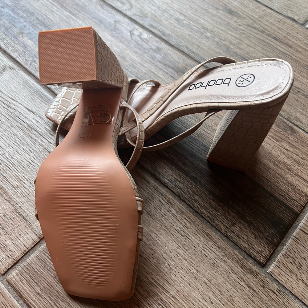 Boohoo Nude Snake Skin Strappy Sandal View 4